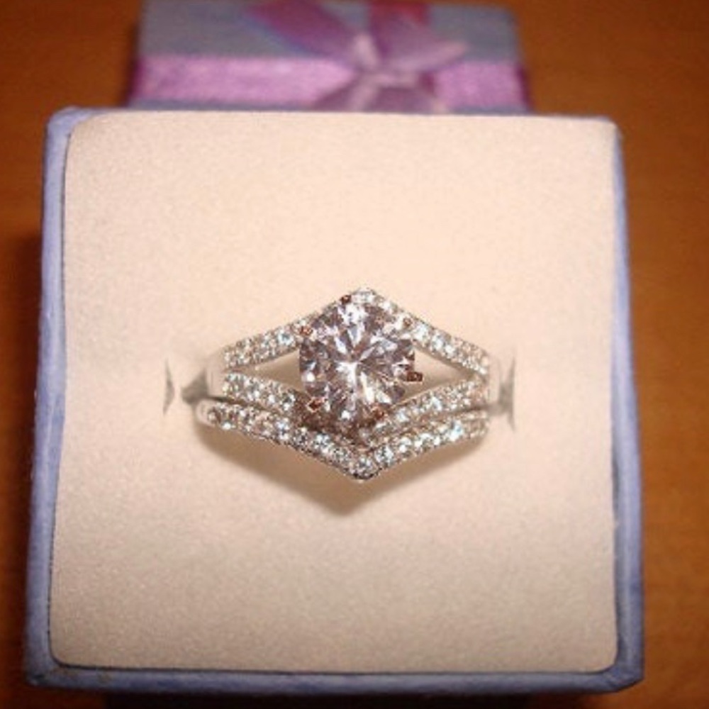 Diamond cut white sapphire .925 engagement rings